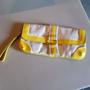 Yellow and cream clutch sporty wristlet